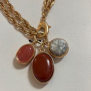 Gold Necklace with Red Jasper and White Stones with Watermelon Quartz